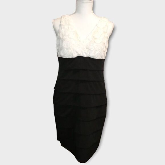 Enfocus Petite Women's Form Fitting Colorblock Cocktail Dress Size 12P - Picture 1 of 6